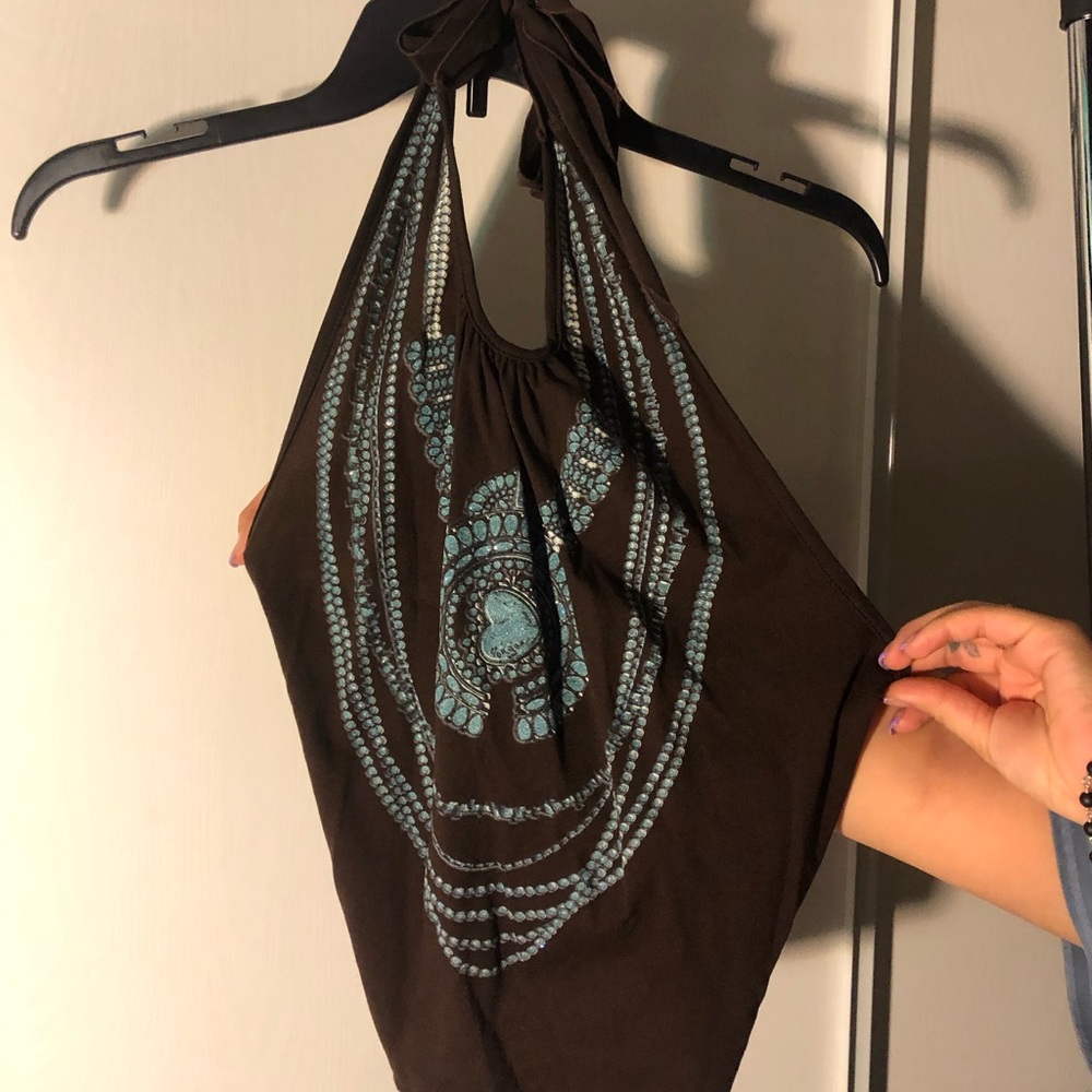 Brown accent top